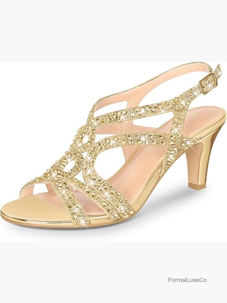Women's Sparkle Crystal Open Toe Slingback High Heel Sandals Dress Pumps